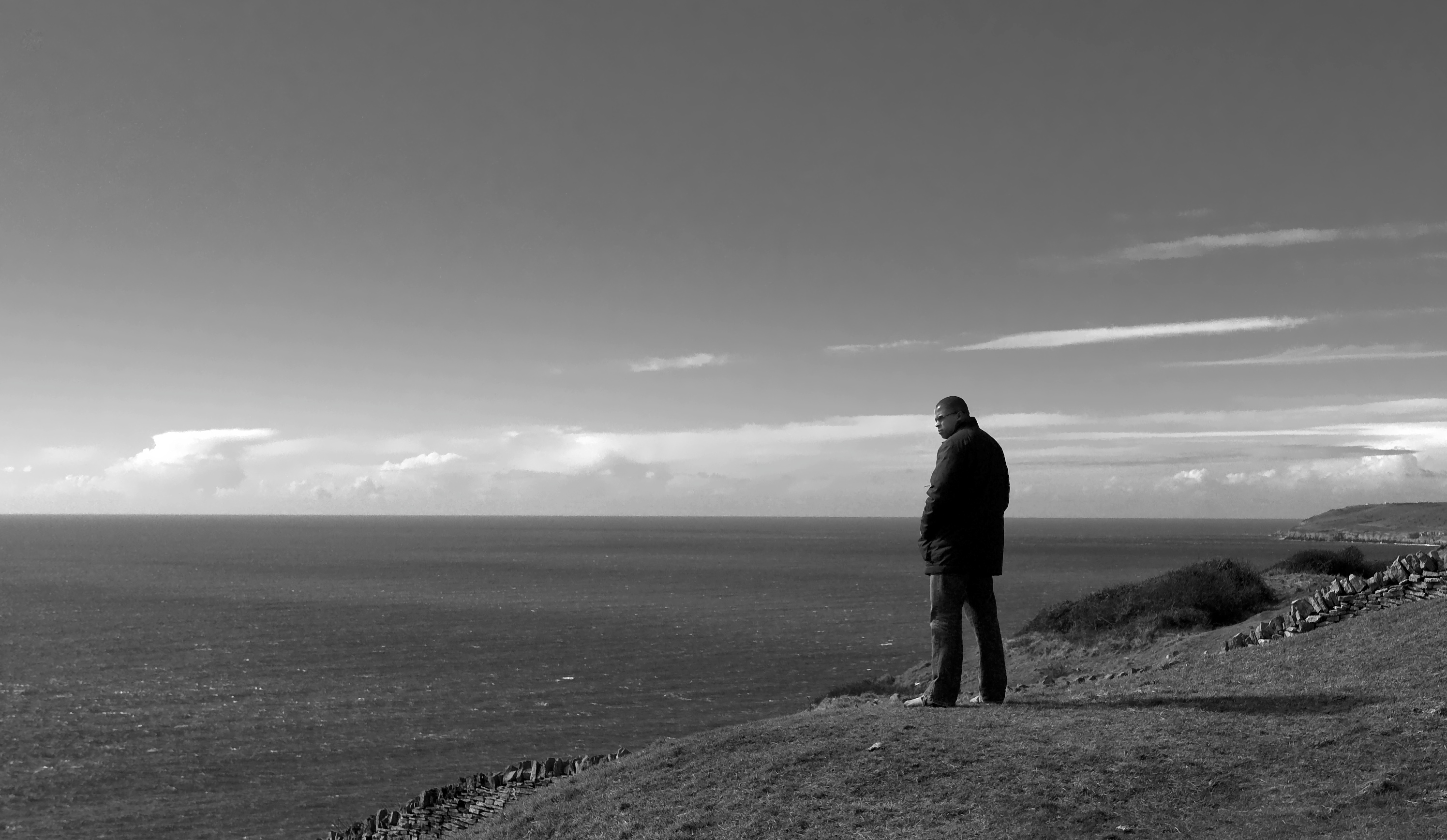 Mike on Cliff light sky